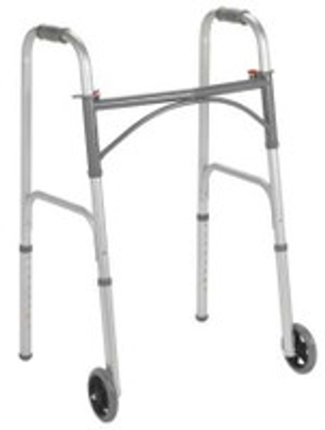 Drive Two Wheel Walker, Folding Walker with 5'' Wheels, Adjustable Height, Steel Frame, 350 lbs. Weight Capacity  10244-4, Case of 4