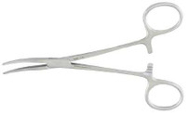 Hemostatic Forceps Miltex® Kelly 5-1/2 Inch Length OR Grade German Stainless Steel NonSterile Ratchet Lock Finger Ring Handle Curved Serrated Tip 7-38 Pack of 1