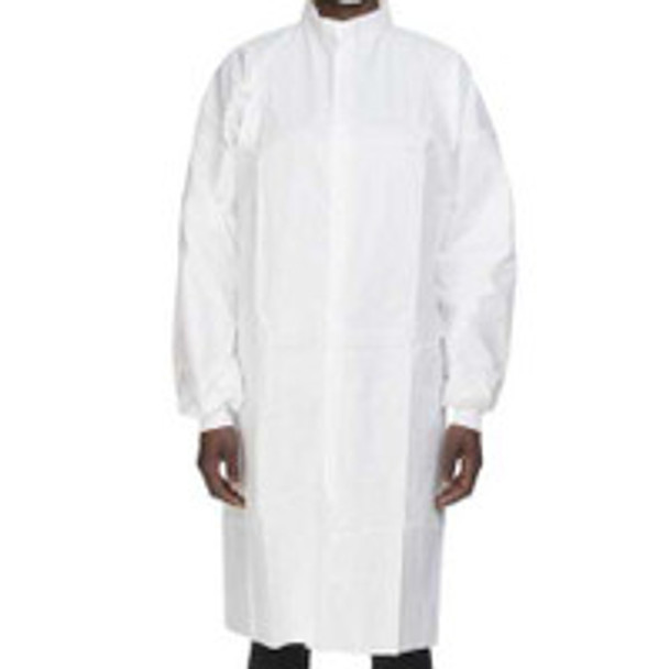 Cleanroom Lab Coat Contec® CritiGear White Medium Knee Length Microporous Fabric Disposable HCGA0022 Case of 30