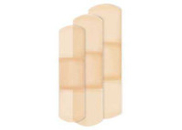 Adhesive Strip American® White Cross Assorted Sizes Plastic Assorted Shapes Sheer Sterile 1260033 Case of 1920