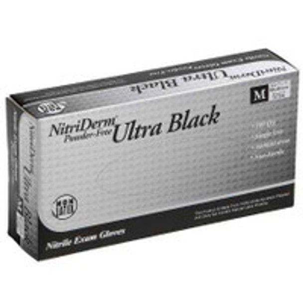 Exam Glove NitriDerm® Ultra Black Medium NonSterile Nitrile Standard Cuff Length Textured Fingertips Black Chemo Tested / Fentanyl Tested 187200 Box of 100