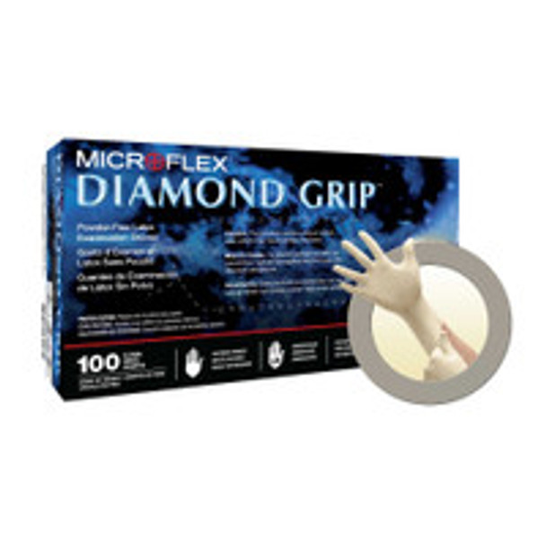 Exam Glove Diamond Grip X-Large NonSterile Latex Standard Cuff Length Textured Fingertips White Not Rated MF-300-XL Box/100