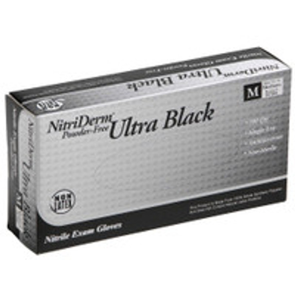 Exam Glove NitriDerm® Ultra Black Medium NonSterile Nitrile Standard Cuff Length Textured Fingertips Black Chemo Tested / Fentanyl Tested 187200 Case of 1000