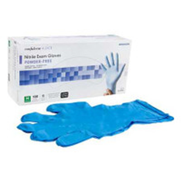 Exam Glove McKesson Confiderm® 6.5CX Medium NonSterile Nitrile Extended Cuff Length Textured Fingertips Blue Chemo Tested 14-676C Box of 100