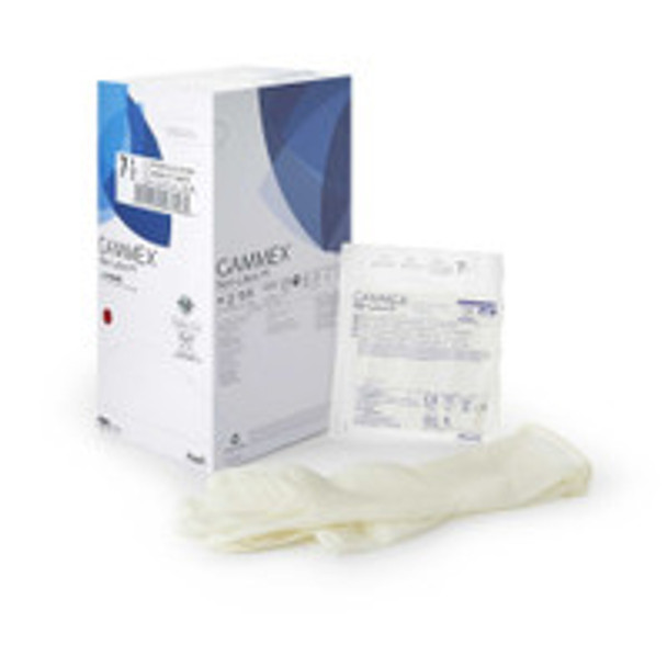 Surgical Glove GAMMEX® Non-Latex PI Size 7.5 Sterile Polyisoprene Standard Cuff Length Micro-Textured White Chemo Tested 20685775 Case of 200