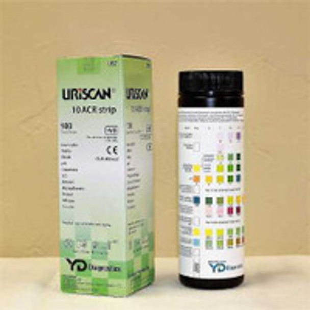 Urinalysis Reagent Uriscan® Bilirubin, Blood, Glucose, Ketone, Leukocytes, Nitrite, pH, Protein, Specific Gravity, Urobilinogen For Uriscan Optima Touch-Screen Urine Analyzer U62 Box of 100