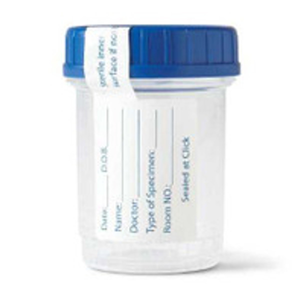 Specimen Container for Pneumatic Tube Systems Click-N-Close 90 mL (3 oz.) Screw Cap Patient Information Sterile Fluid Path DYND30382 Case of 400