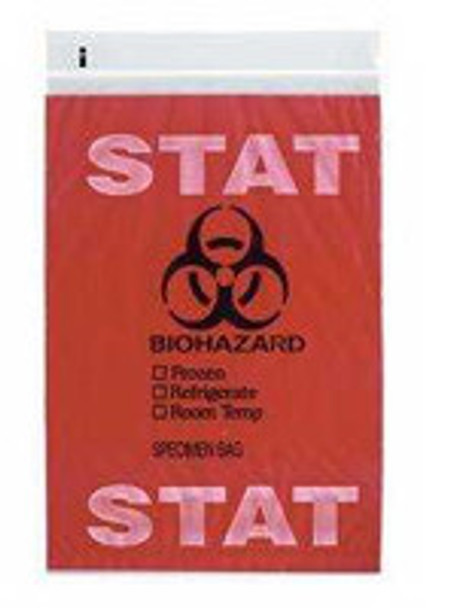 Specimen Transport Bag with Document Pouch 6 x 9 Inch Zip Closure STAT / Biohazard Symbol NonSterile Q603 Case of 1000