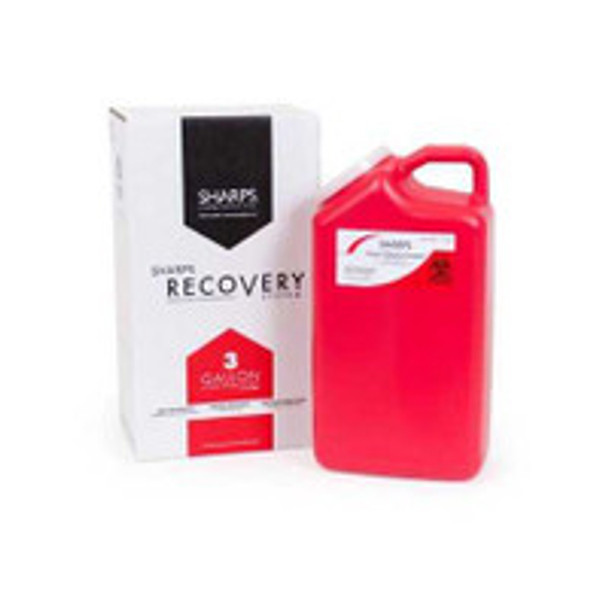Mailback Sharps Container Sharps Recovery System Red Base 17 H x 6 W x 9 L Inch Vertical Entry 3 Gallon 13000-008 Pack of 1
