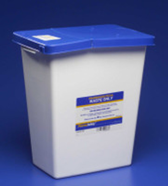 Pharmaceutical Waste Container PharmaSafety White Base 17-3/4 H x 11 W x 15-1/2 D Inch Vertical Entry 8 Gallon 8850 Pack of 1