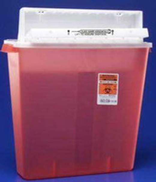 Sharps Container SharpStar In-Room Translucent Red Base 18-1/2 H x 16-1/2 W x 6 D Inch Horizontal Entry 4 Gallon 8541SA Case of 10