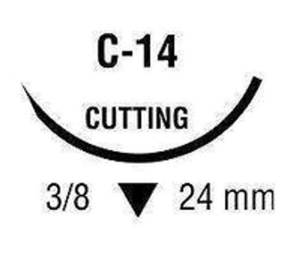 Nonabsorbable Suture with Needle Monosof ~Dermalon  Nylon C-14 3/8 Circle Reverse Cutting Needle Size 4 - 0 Monofilament SN-658 Box of 36