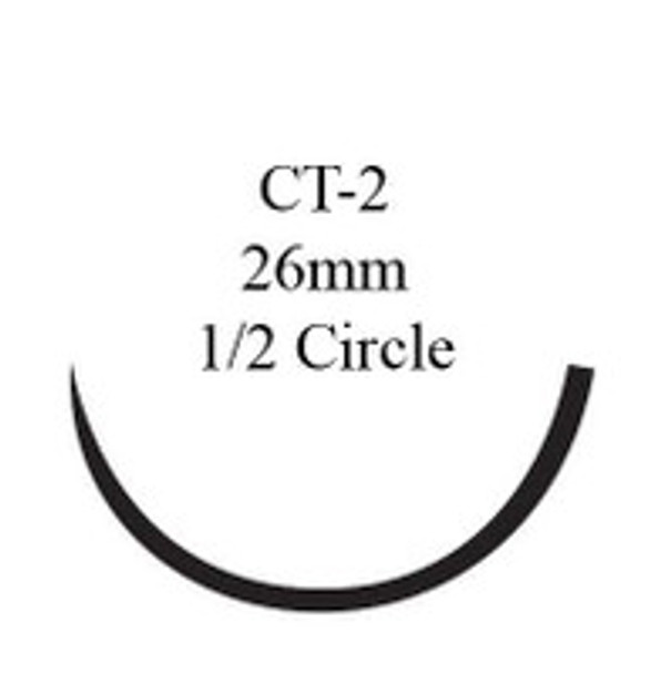 Nonabsorbable Suture with Needle Prolene Polypropylene CT-2 1/2 Circle Taper Point Needle Size 2 - 0 Monofilament 8411H Box of 36