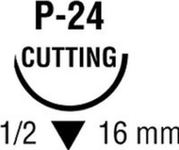 Nonabsorbable Suture with Needle Monosof ~Dermalon  Nylon P-24 1/2 Circle Reverse Cutting Needle Size 4 - 0 Monofilament SN-5662G Box of 1