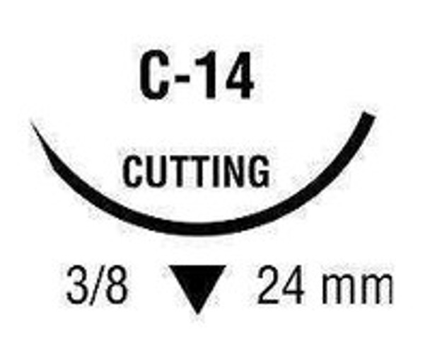 Nonabsorbable Suture with Needle Monosof~Dermalon Nylon C-14 3/8 Circle Reverse Cutting Needle Size 3 - 0 Monofilament SN-669 Box of 36