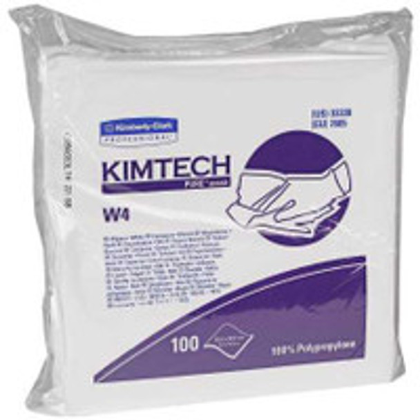 Cleanroom Wipe KIMTECH PURE W4 ISO Class 4 White NonSterile Polypropylene 12 x 12 Inch Disposable 33330 Case of 500