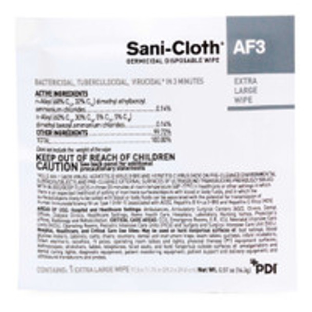 Sani-Cloth® AF3 Surface Disinfectant Cleaner Premoistened Germicidal Manual Pull Wipe 50 Count Individual Packet Mild Scent NonSterile U27500 Box of 50