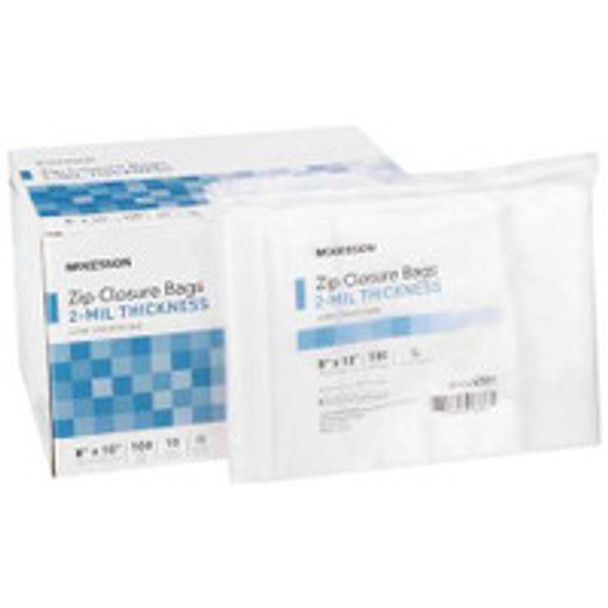 Reclosable Bag McKesson 8 x 10 Inch Polyethylene Clear Zipper Closure 4581 Box of 10