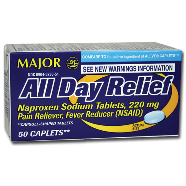 700669 Major Pharmaceuticals. Naproxen Sodium, 220mg, 50s, Compare to Aleve®, NDC# 00536-1093-06 (US Only)  (ea)