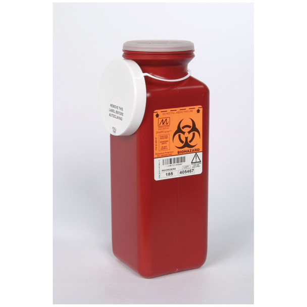 185 Medegen Medical Products, LLC. Sharps Container 1.7 Qt, Tamper Resistant Lid, Red, 3½"D x 3½"W x 10"H, 20/cs (24 cs/plt) (cs)