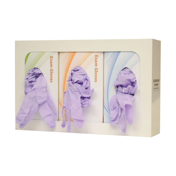 GB-003 MarketLab, Inc.. Glove Box Dispenser, Triple, Holds Three Boxes of Gloves, Two-Way Keyholes For Vertical or Horizontal Wall Mounting, White Powder Coated Steel, 15 13/16"W x 10"H x 3 13/16"D (Made in USA) (ea)