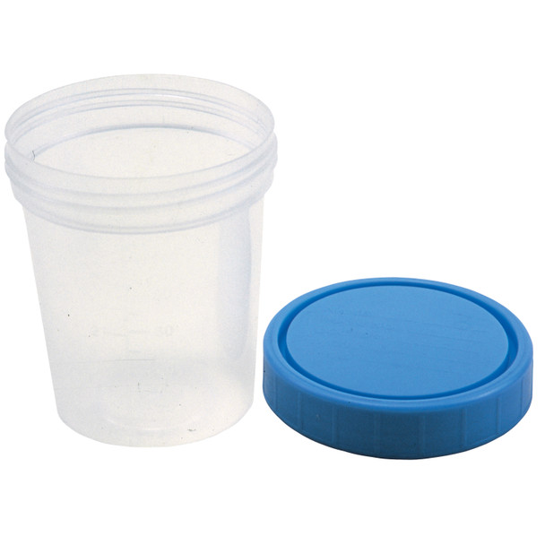 AS340 Amsino International, Inc.. Specimen Container, Screw On Lid & Label, 4 oz, Sterile, Packaged Individually in Poly Pouch, 100/cs (48 cs/plt)  (cs)