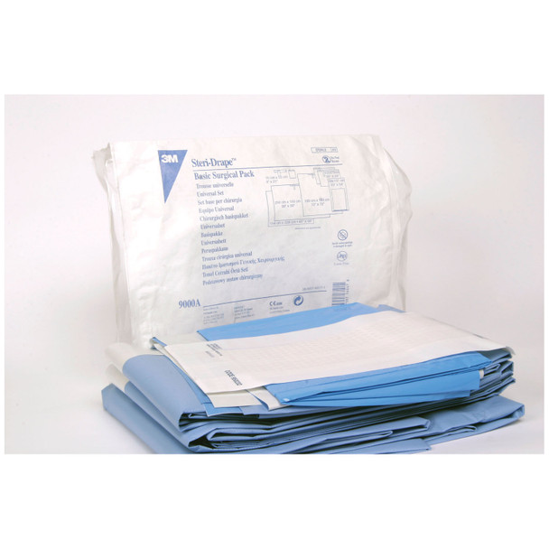 9000A Solventum Corporation. Steri-Drape Basic Surgical Pack: Op Tape, Hand Towels, Mayo Stand Cover, Adhesive Towel Drapes, Medium & Large Adhesive Drape Sheets, Instrument Table Cover, 7/bx, 2 bx/cs (Continental US+HI Only) (cs)