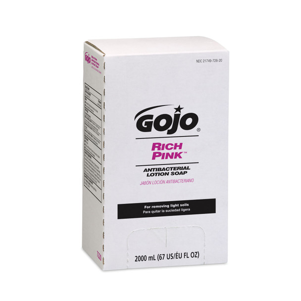 7220-04 GOJO Industries, Inc.. Rich Pink Antibacterial Lotion Soap, 4/cs (cs)
