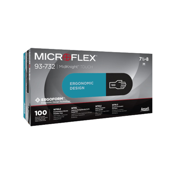 93732080 Ansell. Exam Glove, Nitrile, Black, Medium, 100/bx, 10 bx/cs (US Only) (cs)
