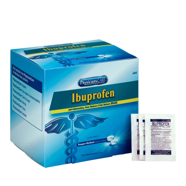J432 First Aid Only/Acme United Corporation. PhysiciansCare Ibuprofen, 2/pk, 250pk/bx, 10bx/cs  (DROP SHIP ONLY - $150 Minimum Order) (cs)