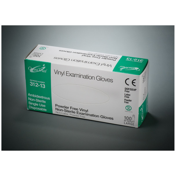312-12 Omni International Corp.. Exam Glove, Vinyl, Medium, Powder Free (PF), 100/bx, 10 bx/cs (70 cs/plt) (See additional pricing for drop ship orders less than 1,000 cs) (cs)