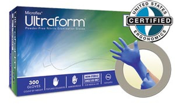 UF-524-S Ansell Exam Gloves, PF Nitrile, Textured fingertips, Blue, Small, 300/bx, 10 bx/cs (60 cs/plt) (US Only) - sold as a case