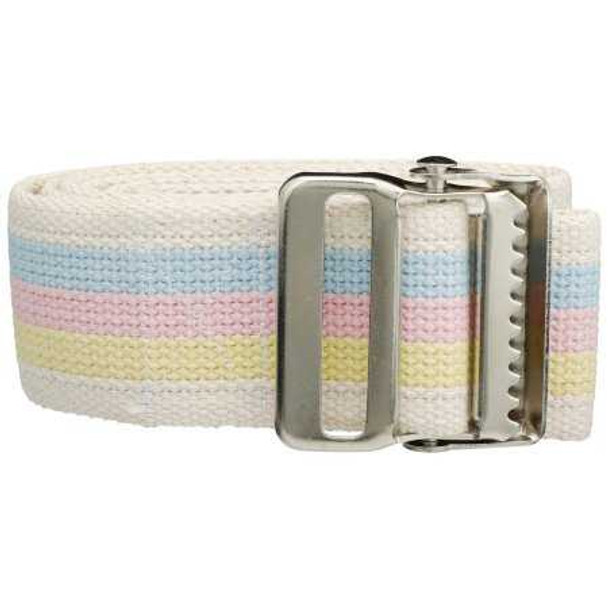 McKesson Gait Belt 60'' Pastel Stripe, Heavy Duty Metal Buckle, Pack of 1