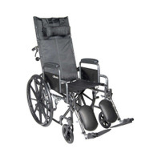 McKesson Reclining Wheelchair, Fixed Arm Height, Swing-Away Elevating Leg Rest, 20'' Seat Width, 350 lbs. Weight Capacity, Pack of 1