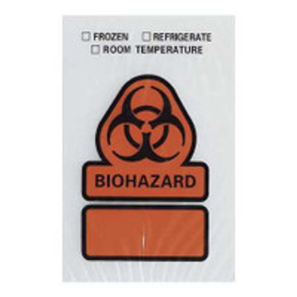 Specimen Transport Bag with Document Pouch 6 x 9 Inch Zip Closure Biohazard Symbol / Storage Instructions NonSterile B22 Pack of 100