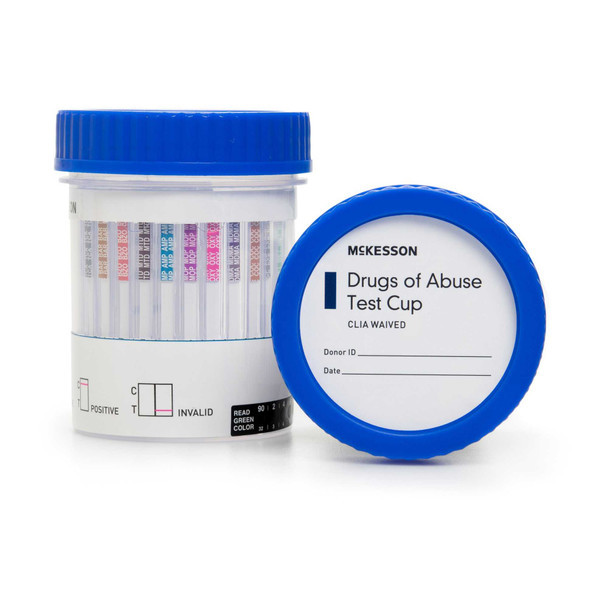 Drugs of Abuse Test Kit McKesson AMP, BAR, BZO, COC, mAMP/MET, MDMA, MOP300, MTD, OXY, PCP, TCA, THC (OX, pH, SG) 25 Tests CLIA Waived 16-5125A3 Case of 100
