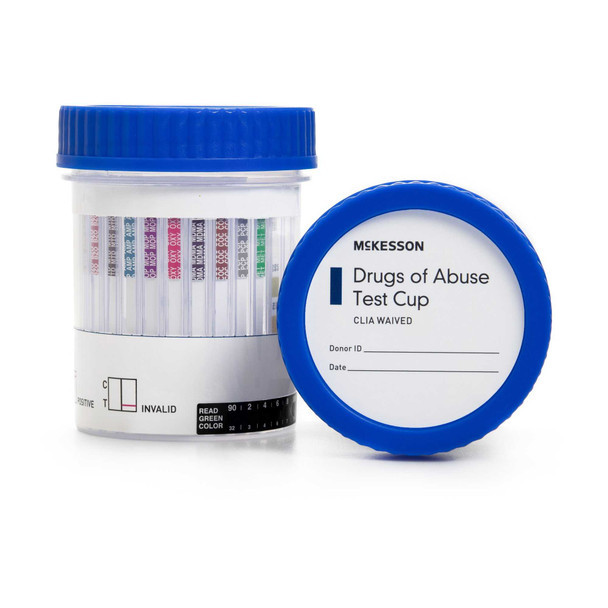 Drugs of Abuse Test Kit McKesson AMP, BAR, BUP, BZO, COC, mAMP/MET, MDMA, MOP300, MTD, OXY, PCP, PPX, TCA, THC (OX, pH, SG) 25 Tests CLIA Waived 16-1145A3 Box of 25