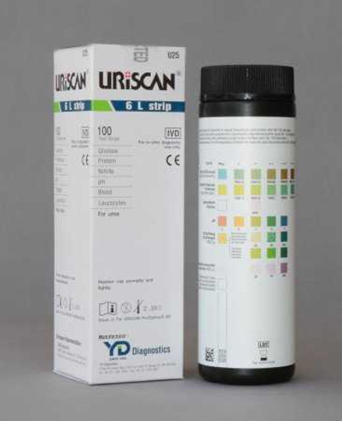 Urine Reagent Strip URISCAN Leucocytes Nitrite Protein pH Blood Glucose 100 Strips U25 Case/1000