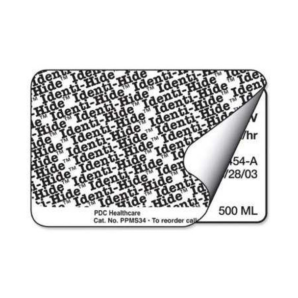 Pre-Printed Label Identi-Hide Chart Tab White Paper Hide Identi-Hide Black Protection Label 2 x 3 Inch PPMS34 Roll of 1
