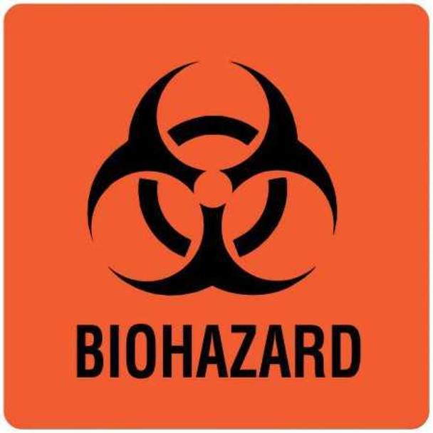 Pre-Printed Label UAL Warning Label Fluorescent Red Paper Biohazard / Symbol Black Biohazard 3 x 3 Inch ULBH050 Pack of 1