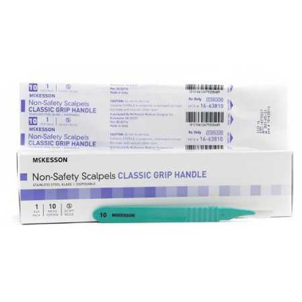 McKesson Scalpel NonSafety Size 10 Stainless Steel / Plastic Classic Grip Handle Sterile Disposable 16-63810 Box/10