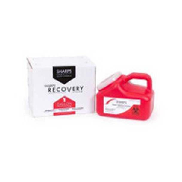 Mailback Sharps Container Mail System® Pro-Tec® Red Base 9 L x 6 W x 7-1/2 H Inch Vertical Entry 1 Gallon 11000-018 Pack of 1
