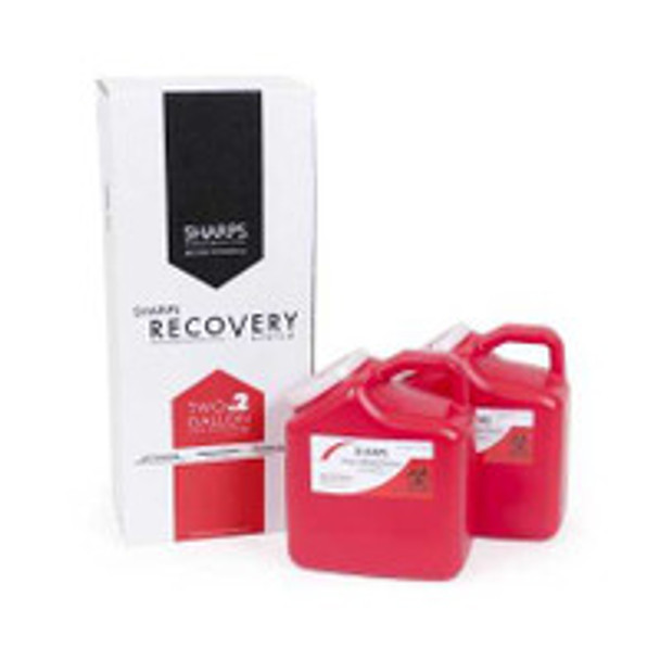 Mailback Sharps Container Sharps Recovery System Red Base 11 H x 6 W x 9 L Inch Vertical Entry 2 Gallon 82002-006 Case of 12