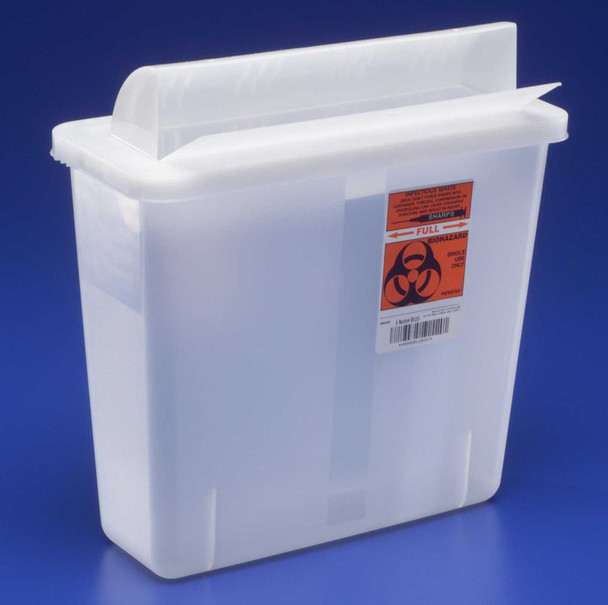 Multi-purpose Sharps Container In-Room 1-Piece 11H x 10.75W x 4.75D Inch 5 Quart Translucent Base Horizontal Entry Lid 851201 Case of 20