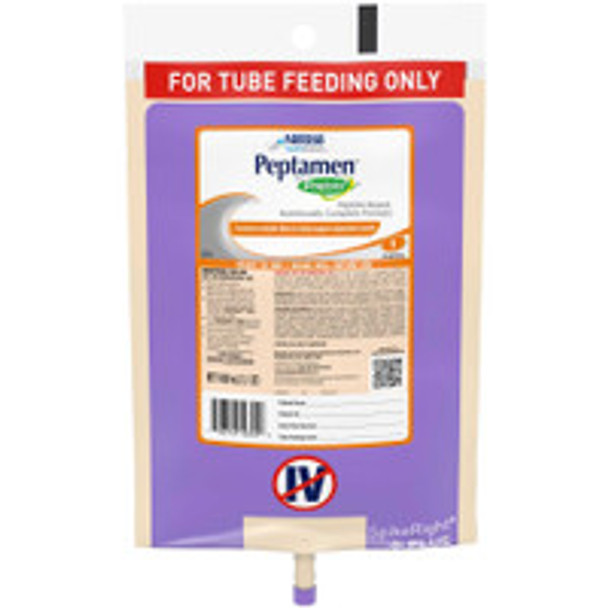 Tube Feeding Formula Peptamen® with Prebio 1 Unflavored Liquid 1000 mL Ready to Hang Prefilled Container 10798716228043 Case of 6