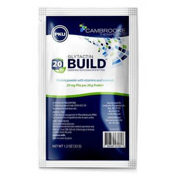 PKU Oral Supplement Glytactin BUILD 20 / 20 Neutral Flavor 1.2 oz. Individual Packet Powder 35311 Case/30