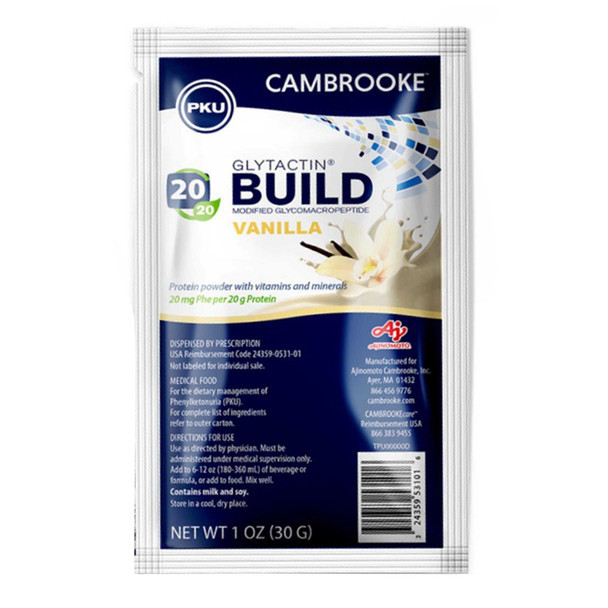 Oral Supplement Glytactin® BUILD 20/20 Vanilla Flavor Powder 1.2 oz. Individual Packet 35313 Pack of 1