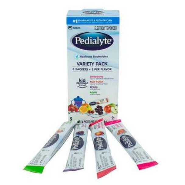 Pediatric Oral Supplement Pedialyte Fruit Punch / Grape / Apple / Strawberry 0.3 oz. Individual Packet Powder 56090 Box/8