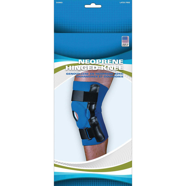 Hinged Knee Support Sport-Aid Large Hook and Loop Closure 15 to 17 Inch Circumference Left or Right Knee SA9063 BLU LG Each/1