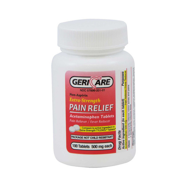 Pain Relief Geri-Care® 500 mg Strength Acetaminophen Tablet 100 per Bottle 201-01-GCP Case of 12